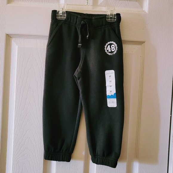 BNWT Dark Gray FLEECE PANTS w/POCKETS Sz 2T (drawstring & lightweight!) - Picture 2 of 8